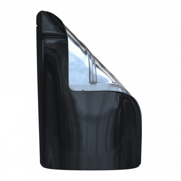 1 Ounce Glossy Black/Clear Smell Proof Mylar Bags - 100 Pcs