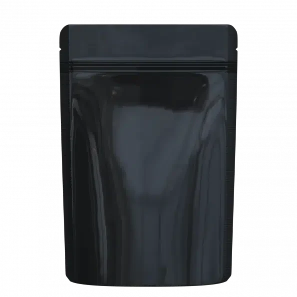 1 Ounce Glossy Black/Clear Smell Proof Mylar Bags - 100 Pcs