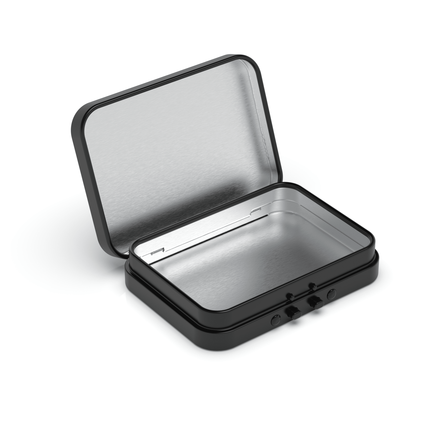 80mm Child Resistant Black Hinged Lid Tins β 200 pc