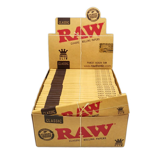 Raw King Size Slim Rolling Paper Full Box of 50 Packs