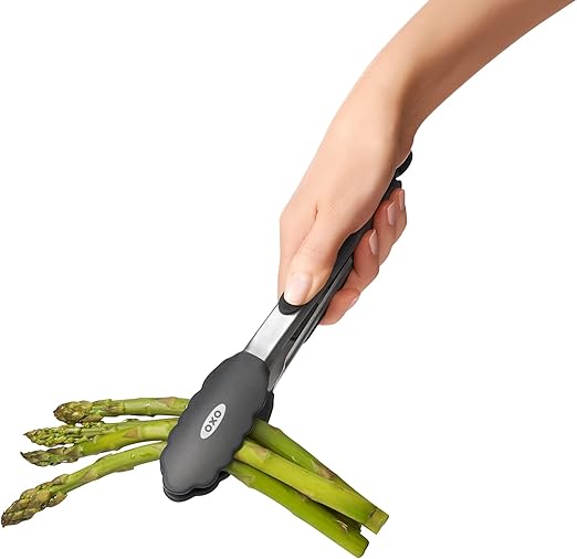 Good Grips 9-Inch Tongs with Silicone Heads, Black