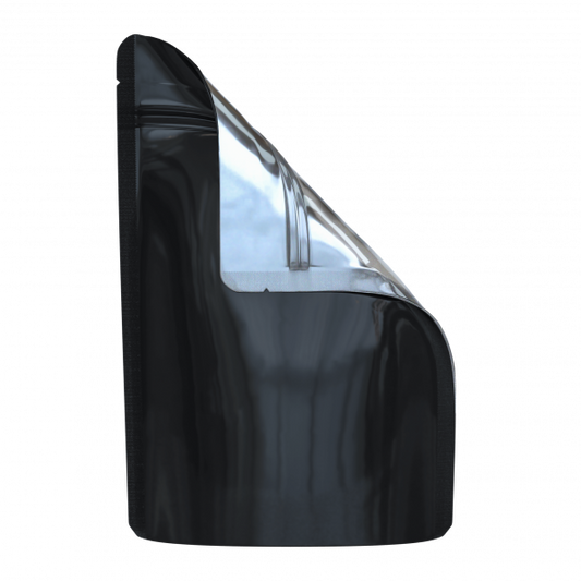 1 Ounce Glossy Black/Clear Smell Proof Mylar Bags - 100 Pcs